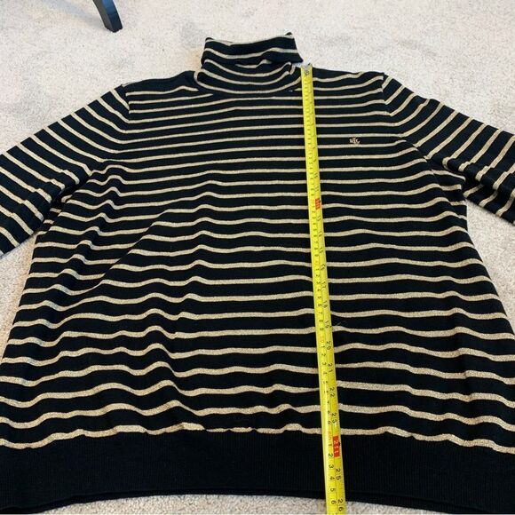 Lauren Ralph Lauren black gold knit striped turtleneck sweater Sz 2X NWT - Picture 7 of 9